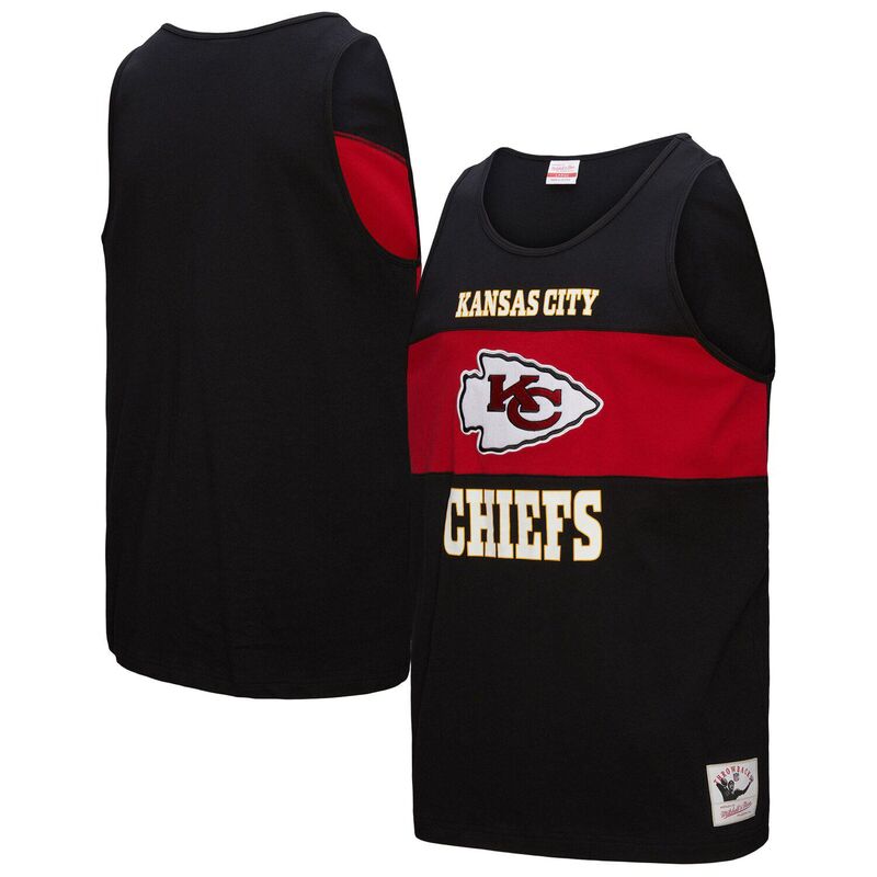 【送料無料】 ミッチェル&ネス メンズ Tシャツ トップス Men's Mitchell & Ness Black Kansas City Chiefs Retro Colorblock Tank Top Chf Black