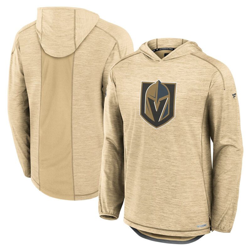 【送料無料】 ファナティクス メンズ Tシャツ トップス Men's Fanatics Heather Gold Vegas Golden Knights Authentic Pro Rink Pullover Hoodie Lvk Gold