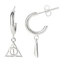 【送料無料】 ライセンス キャラクター レディース ピアス・イヤリング アクセサリー Harry Potter Sign of the Deathly Hallows Hoop Drop Earrings Silver Tone