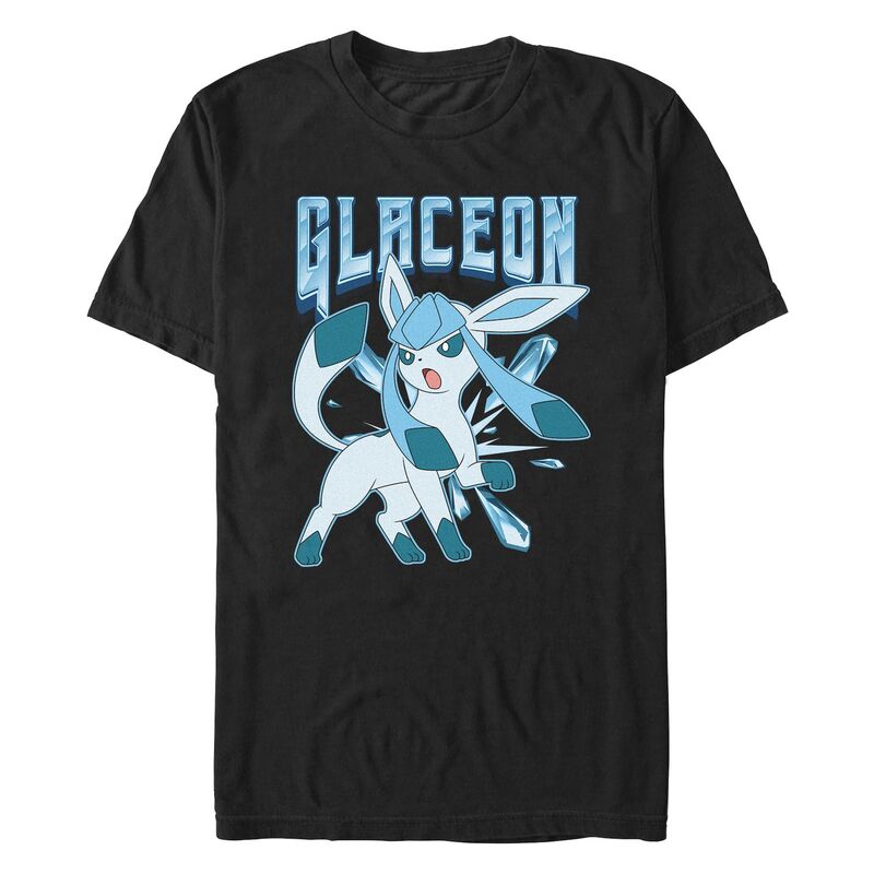 アニメキャラクター メンズ トップス Tシャツ トール レース グラフィック Licensed Character Big & Tall Pokemon Glaceon Poster Graphic Tee Black ブラック
