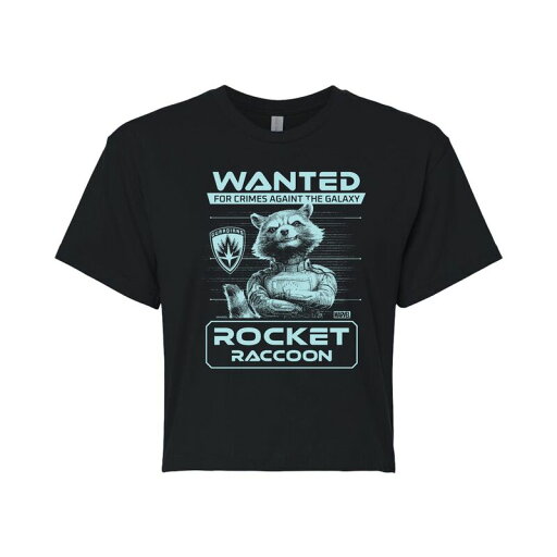【送料無料】 マーベル レディース Tシャツ トップス Juniors' Marvel Guardians Of The Galaxy Rocket Wanted Poster Cropped Tee Black 【送料無料】 マーベル レディース Tシャツ トップス Juniors' Marvel Guardians Of The Galaxy Rocket Wanted Poster Cropped Tee Black