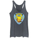 【送料無料】 ライセンス キャラクター レディース Tシャツ トップス Juniors' Pokemon Pikachu Rockstar Guitar Pick Racerback Tank Top Navy Heather