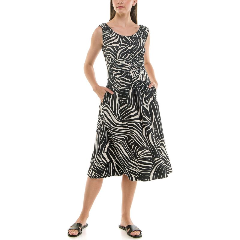 【送料無料】 ニコルミラー レディース ワンピース トップス Women's Nicole Miller Fit & Flare Tank Dress Black Ivory Print