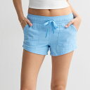 【送料無料】 エスオー レディース ハーフパンツ・ショーツ ボトムス Juniors' SO Low Rise Pull On Linen Shorts Blue Way