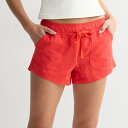 【送料無料】 エスオー レディース ハーフパンツ・ショーツ ボトムス Juniors' SO Low Rise Pull On Linen Shorts Gushing Lava