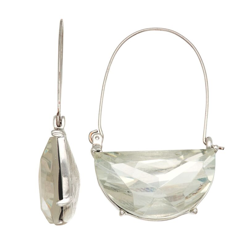 【送料無料】 ヴェラウォン レディース ピアス・イヤリング アクセサリー Simply Vera Vera Wang Silver Tone Simulated Stone Wire Hoop Earrings Clear