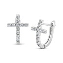 【送料無料】 アンブランデッド レディース ピアス・イヤリング アクセサリー Sterling Silver 1/3 Carat T.W. Diamond Cross Stud Earrings Sterling
