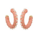 【送料無料】 LC Lauren Conrad レディース ピアス・イヤリング アクセサリー LC Lauren Conrad Gold Tone Simulated Pearl & Raffia Nickel Free Large Hoop Earrings Pink
