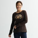 【送料無料】 クロフト&バロー レディース Tシャツ トップス Women's Croft & Barrow Long Sleeve Harvest Motif Tee Brown Turkey Graphic