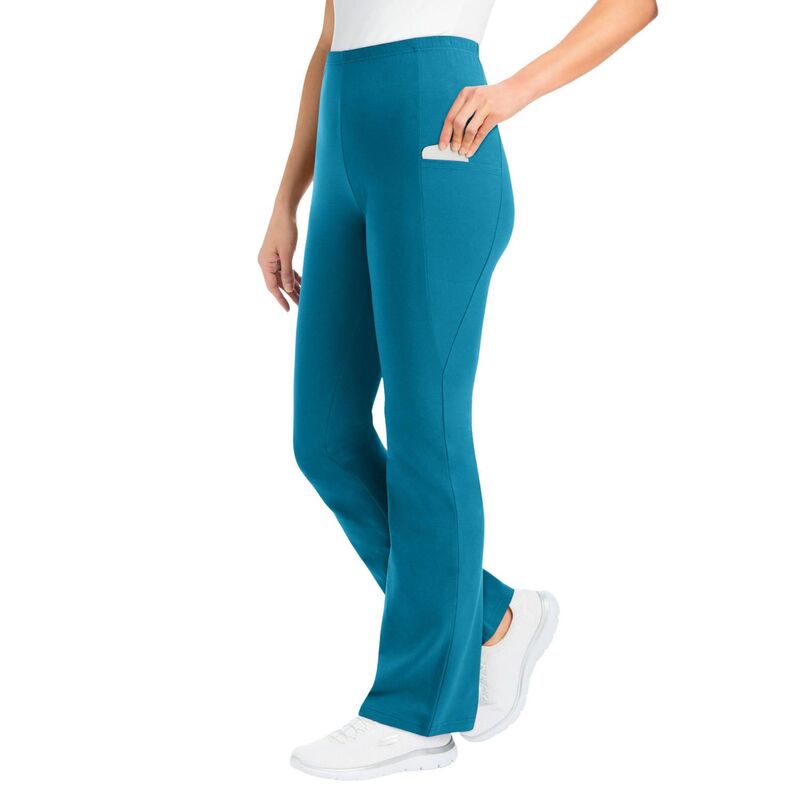 ウーマン ウィズイン レディース ボトムス カジュアルパンツ ブーツカット プラスサイズ プチ コットン ブーツ Woman Within Plusize Petite Stretch Cotton Pocket Bootcut Legging Deep Teal ティール