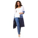 【送料無料】 ロアマンズ レディース ニット・セーター アウター Roaman's Women's Plus Size Knee-Length Pointelle Cardigan Navy