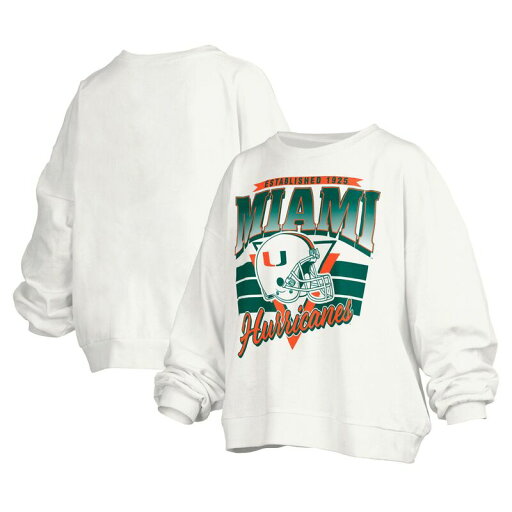 【送料無料】 プレスボックス レディース Tシャツ トップス Women's Pressbox White Miami Hurricanes Janice Retro Logo Oversized Pullover Sweatshirt Mia White 【送料無料】 プレスボックス レディース Tシャツ トップス Women's Pressbox White Miami Hurricanes Janice Retro Logo Oversized Pullover Sweatshirt Mia White