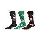 【送料無料】 メモイ メンズ 靴下 アンダーウェア Men's 3 Pair Pack Christmas Novelty Crew Socks Black B...