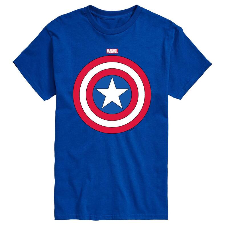 【送料無料】 マーベル メンズ Tシャツ トップス Big & Tall Marvel Captain America Shield Short Sleeve Graphic Tee Blue