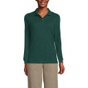 【送料無料】 ランズエンド レディース Tシャツ トップス Women's Lands' End Long Sleeve Mesh Polo Top Evergreen