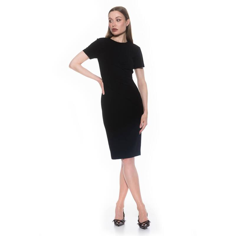 【送料無料】 アレクシアアドマー レディース ワンピース トップス Women's ALEXIA ADMOR Draped Waist Scoop Neck Midi Dress Black
