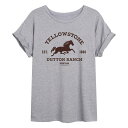 【送料無料】 ライセンス キャラクター レディース Tシャツ トップス Juniors' Yellowstone Horse Oversized Tee Grey(4)