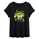 【送料無料】 ニコロデオン レディース Tシャツ トップス Juniors' SpongeBob SquarePants Leprechaun Oversized Tee Black(4)