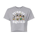 【送料無料】 ライセンス キャラクター レディース Tシャツ トップス Juniors' Peanuts "Turkey Squad" Cropped Graphic Tee Gray