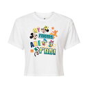 【送料無料】 ディズニー レディース Tシャツ トップス Disney's Mickey Mouse & Friends Juniors' Fab Friends Cropped Tee White(4)