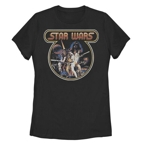 【送料無料】 スター ウォーズ レディース Tシャツ トップス Juniors Star Wars Vintage Pop Poster Tee Black 【送料無料】 スター ウォーズ レディース Tシャツ トップス Juniors Star Wars Vintage Pop Poster Tee Black