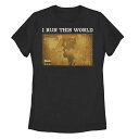 【送料無料】 ライセンス キャラクター レディース Tシャツ トップス Juniors Risk I Run This World Map Tee Black