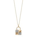 【送料無料】 アンブランデッド レディース ネックレス・チョーカー・ペンダントトップ アクセサリー 14k Gold Over Silver 1/10 Carat T.W. Diamond Lock Pendant Gold Tone(4)