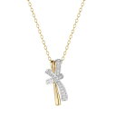 【送料無料】 アンブランデッド レディース ネックレス・チョーカー・ペンダントトップ アクセサリー 14k Gold Over Silver Two-Tone 1/8 Carat T.W. Diamond Bow Pendant Necklace Two Tone(4)
