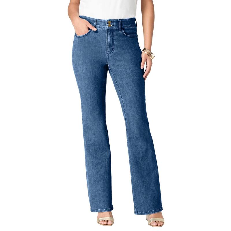 ロアマンズ レディース ボトムス デニムパンツ ブーツカット プラスサイズ ブーツ ジーンズ Roaman's Women's Plusize High-Rise Tummy Control Bootcut Jeans Medium Wash