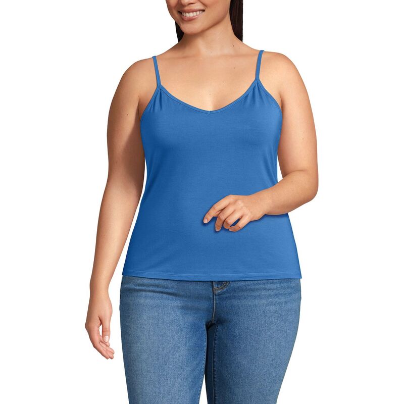 ランズエンド レディース トップス Tシャツ Vネック プラスサイズ Plusize Lands' End Cooling V-Neck Camisole Muted Cobalt Blue ブルー