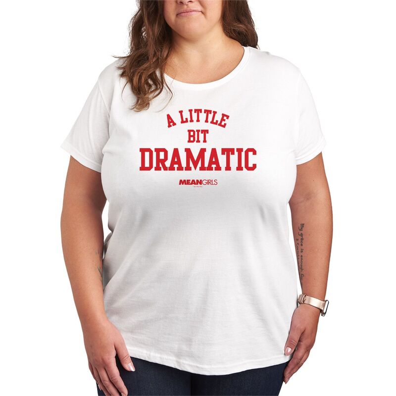 アニメキャラクター レディース トップス Tシャツ プラスサイズ グラフィック Licensed Character Plusize Mean Girls A Little Bit Dramatic Graphic Tee White ホワイト