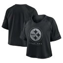 【送料無料】 ファナティクス レディース Tシャツ トップス Women's Fanatics Pittsburgh Steelers Oversized Raglan V-Neck Blackout Fashion Jersey Stl Black
