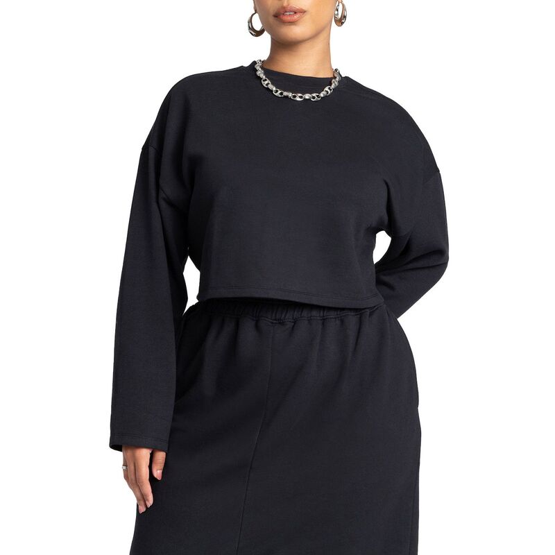 ReVida ŷԾŹ㤨֥ ǥ  ˥åȡ ץ饹 å  åץ ELOQUII Women's Plusize Oversized Cropped Sweatshirt Black Onyx ֥åפβǤʤ17,980ߤˤʤޤ