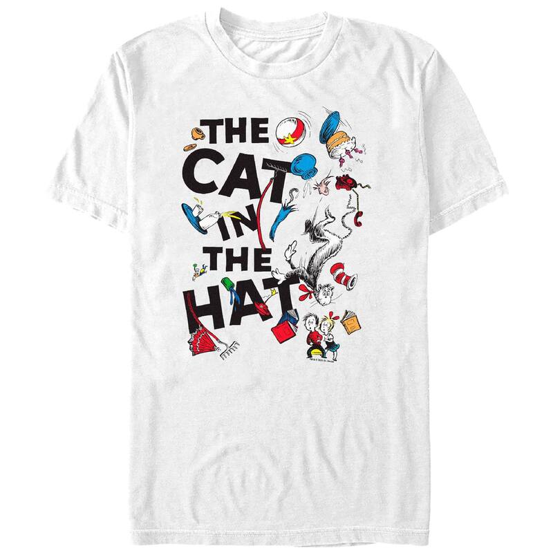 アニメキャラクター メンズ トップス Tシャツ トール グラフィック Licensed Character Big & Tall Dr. Seuss The Cat In The Hat Poster Graphic Tee White ホワイト
