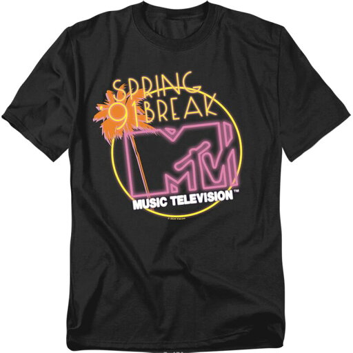 【送料無料】 ライセンス キャラクター メンズ Tシャツ トップス Big & Tall Original & Unrestored MTV Spring Break 91 Neon Sign Graphic Tee Black 【送料無料】 ライセンス キャラクター メンズ Tシャツ トップス Big & Tall Original & Unrestored MTV Spring Break 91 Neon Sign Graphic Tee Black