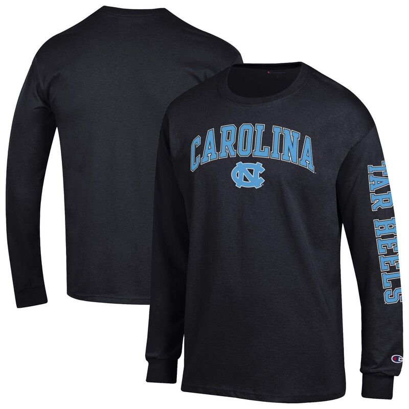 チャンピオン メンズ トップス Tシャツ ロゴ ヒール Men's Champion Black North Carolina Tar Heels Arch Over Logo 2-Hit Long Sleev..