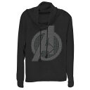 【送料無料】 ライセンス キャラクター レディース Tシャツ トップス Juniors' Marvel Avengers: Endgame Hero Symbol Logo Fill Cowlneck Graphic Lightweight Long Sleeve Black