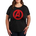 【送料無料】 マーベル レディース Tシャツ トップス Women's Marvel Avengers Logo Graphic Tee Heather Chambray Blue