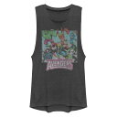 【送料無料】 ライセンス キャラクター レディース Tシャツ トップス Juniors' Marvel Avengers Distressed Group Image Muscle Graphic Tank Top Charcoal