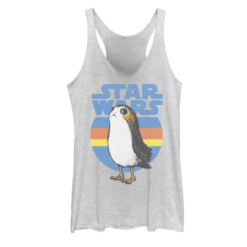 【送料無料】 ライセンス キャラクター レディース Tシャツ トップス Juniors' Star Wars: The Last Jedi Porg Tank Top White Heather