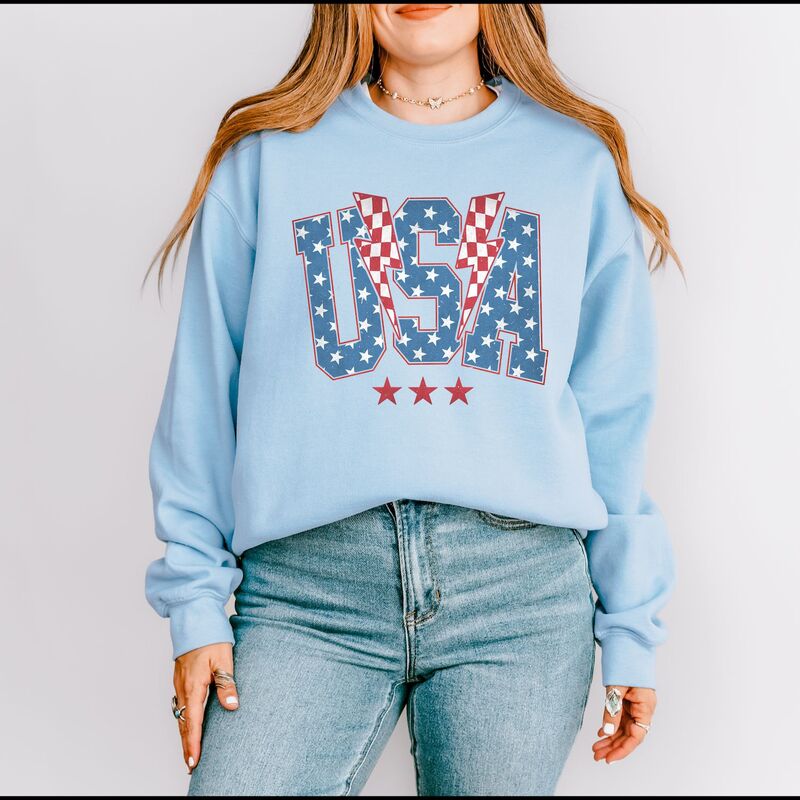 ReVida ŷԾŹ㤨̵֡ Simply Sage Market ǥ T ȥåץ Simply Sage Market USA Checkered Lightning Sweatshirt Light BlueפβǤʤ12,480ߤˤʤޤ
