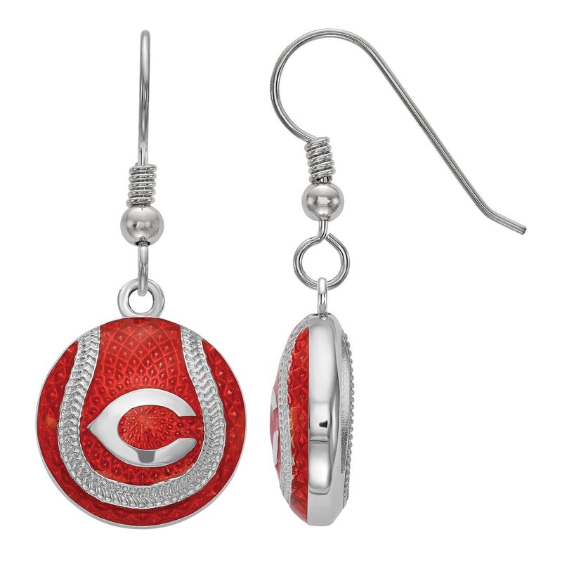 楽天ReVida 楽天市場店【送料無料】 アンブランデッド レディース ピアス・イヤリング アクセサリー Sterling Silver LogoArt Cincinnati Reds Enameled Baseball Drop Earrings Red