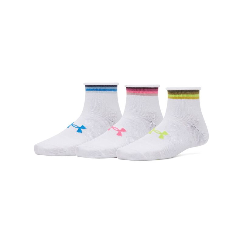 アンダーアーマー レディース アンダーウェア 靴下 Women's Under Armour 3-pc. Quarter Sockset White..