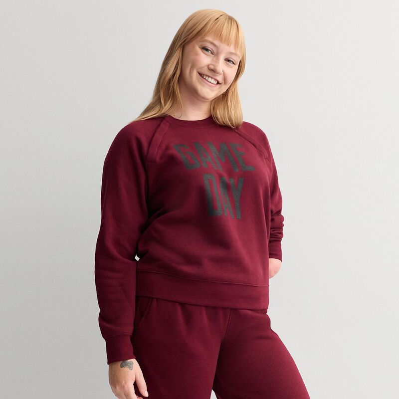 楽天ReVida 楽天市場店ソノマ レディース トップス Tシャツ クルーネック スウェット フリース Women'sonoma Goods For Life Adaptive Fleece Crewneck Sweatshirt Maroon Game Graphic マルーン