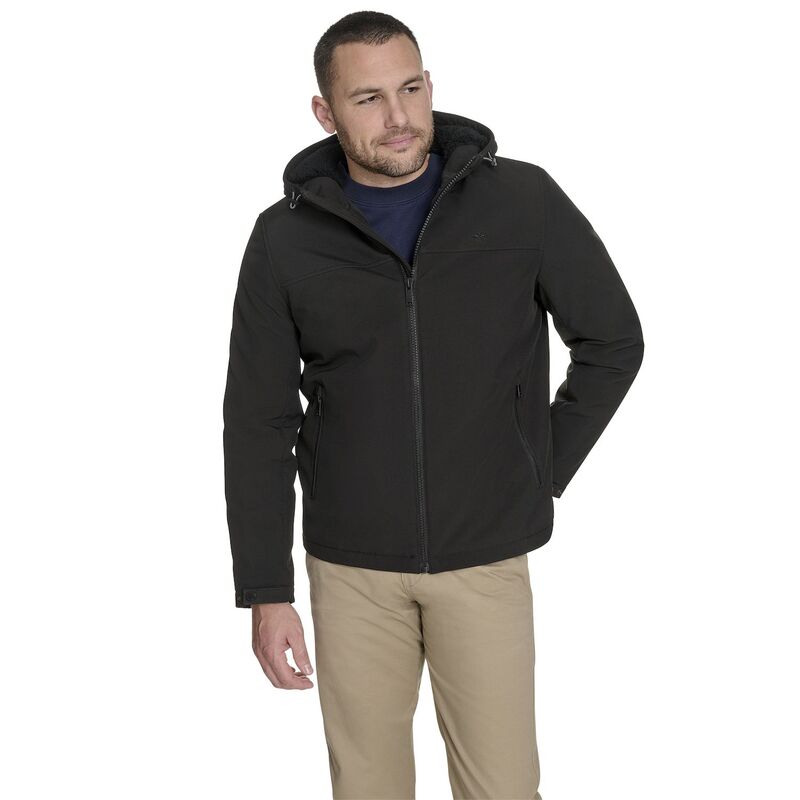 【送料無料】 ドッカーズ メンズ ジャケット・ブルゾン アウター Dockers Sherpa Lined Softshell Hooded Jacket Black