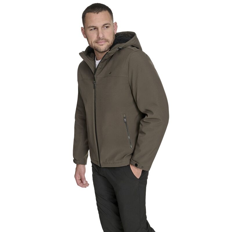 【送料無料】 ドッカーズ メンズ ジャケット・ブルゾン アウター Dockers Sherpa Lined Softshell Hooded Jacket Black