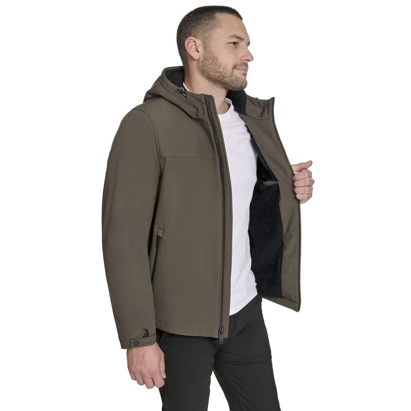 【送料無料】 ドッカーズ メンズ ジャケット・ブルゾン アウター Dockers Sherpa Lined Softshell Hooded Jacket Black