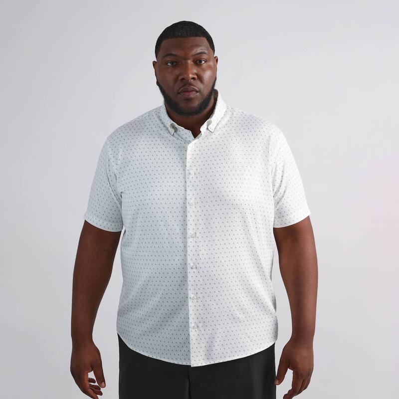 【送料無料】 ハガー メンズ Tシャツ トップス Big & Tall Haggar Performance Short Sleeve Button-Down Shirt Gray