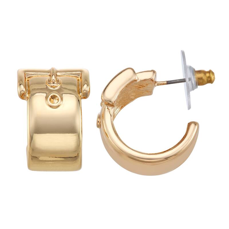 【送料無料】 ナインウェスト レディース ピアス・イヤリング アクセサリー Nine West Gold-Tone Buckle C Hoop Earrings Gold Tone