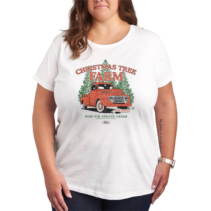 【送料無料】 ライセンス キャラクター レディース Tシャツ トップス Plus Size Ford Christmas Tree F..